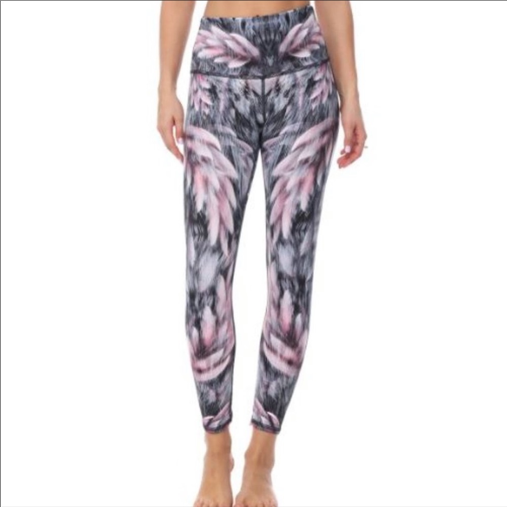 Evolution & Creation Multi Feather Print Yoga Leggings